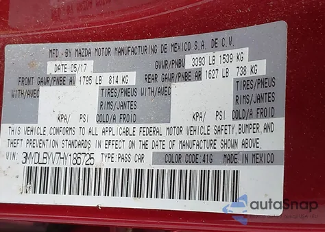 2017 Toyota Yaris Ia z USA, uszkodzony, nr VIN 3MYDLBYV7HY186725